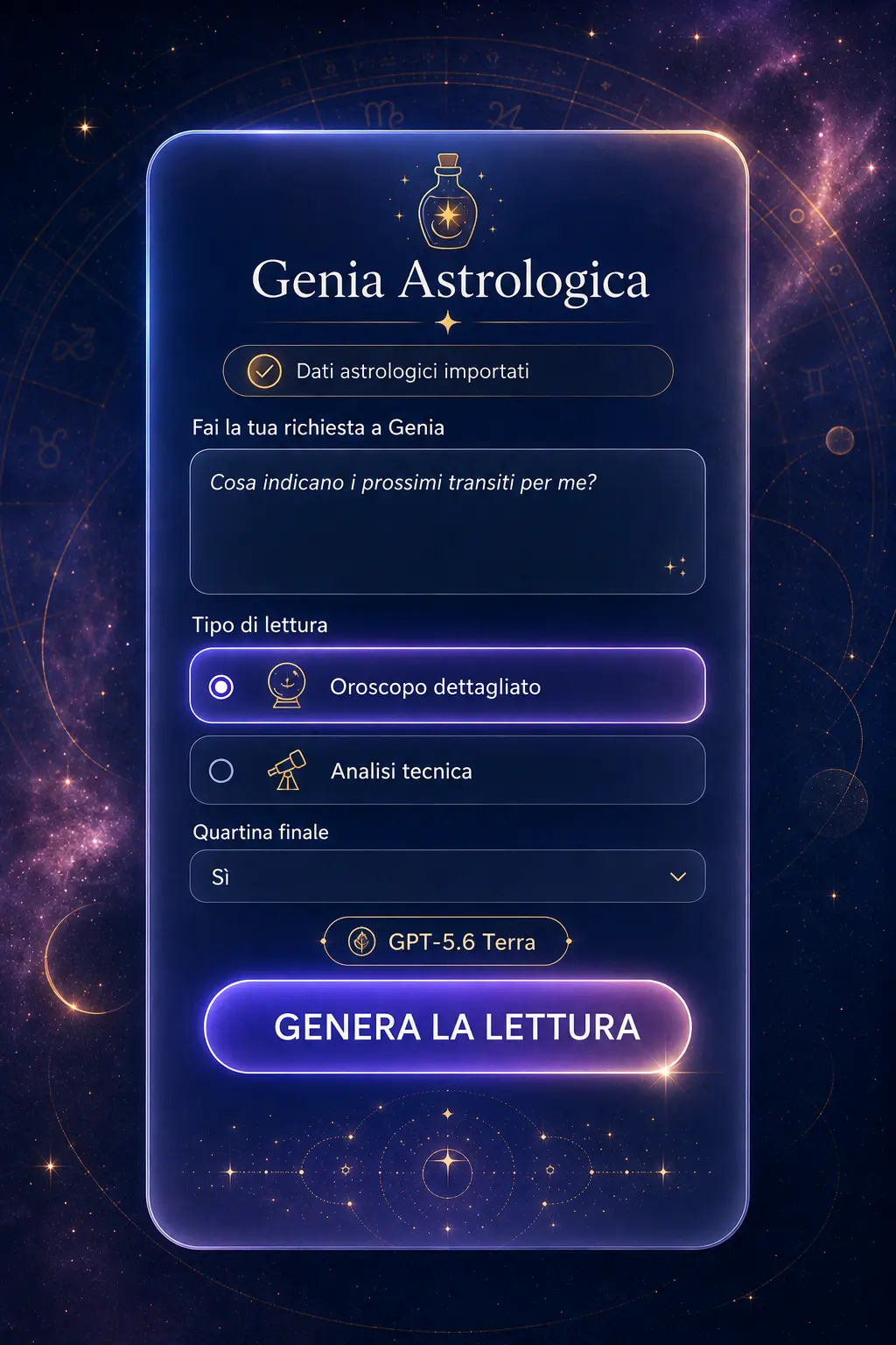 Selezione di data e periodo prima dell’invio di una domanda a Genia Sibilla